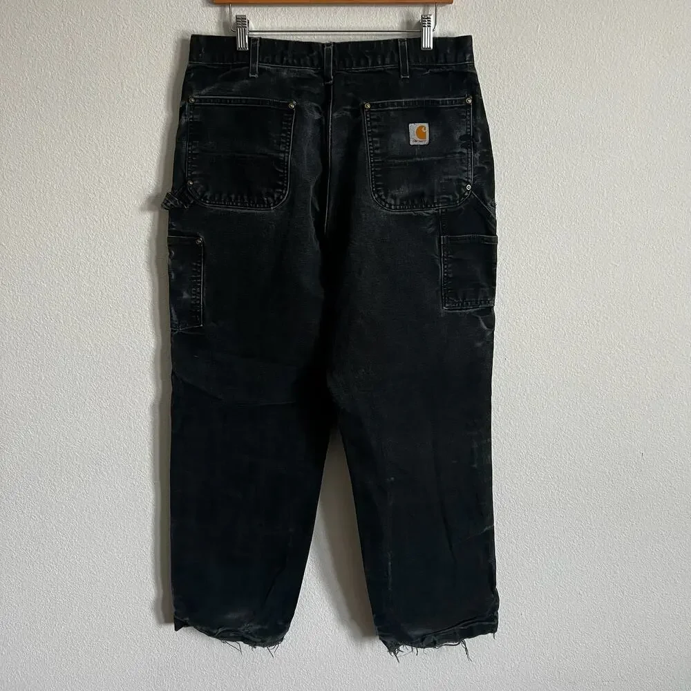 Carhartt faded black double knee work wear carpenter pants - Picture 6 of 13